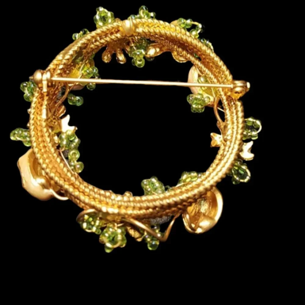 Vintage Enamel Easter Egg Wreath Brooch